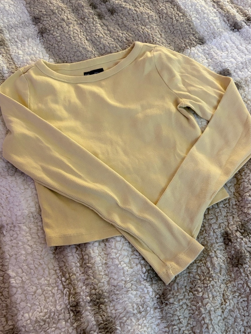 GAP Pale Yellow Ribbed Boatneck Top